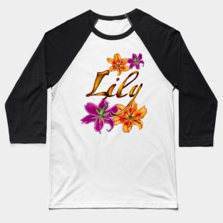 Top 10 best personalised gifts 2022  - Lily personalised,personalized name with painted lilies Baseball T-Shirt